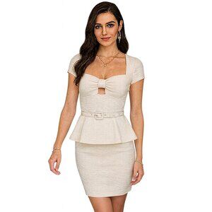Cream Embossed Party Dress - Small